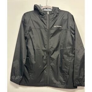 Columbia Youth Kid's L Lightweight Black Windbreaker Rain Jacket Full Zip 14/16